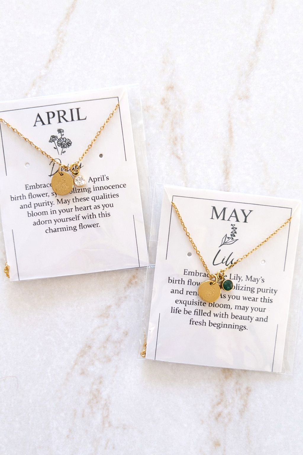 Birth Flower 18k - Gold Birthstone Pendant Necklace