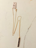 Glam Matte Gold Silver & Black Crystal Bar Pendant Necklace