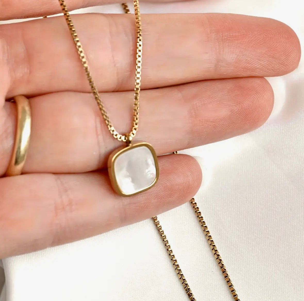 Square Mother of Pearl Necklace