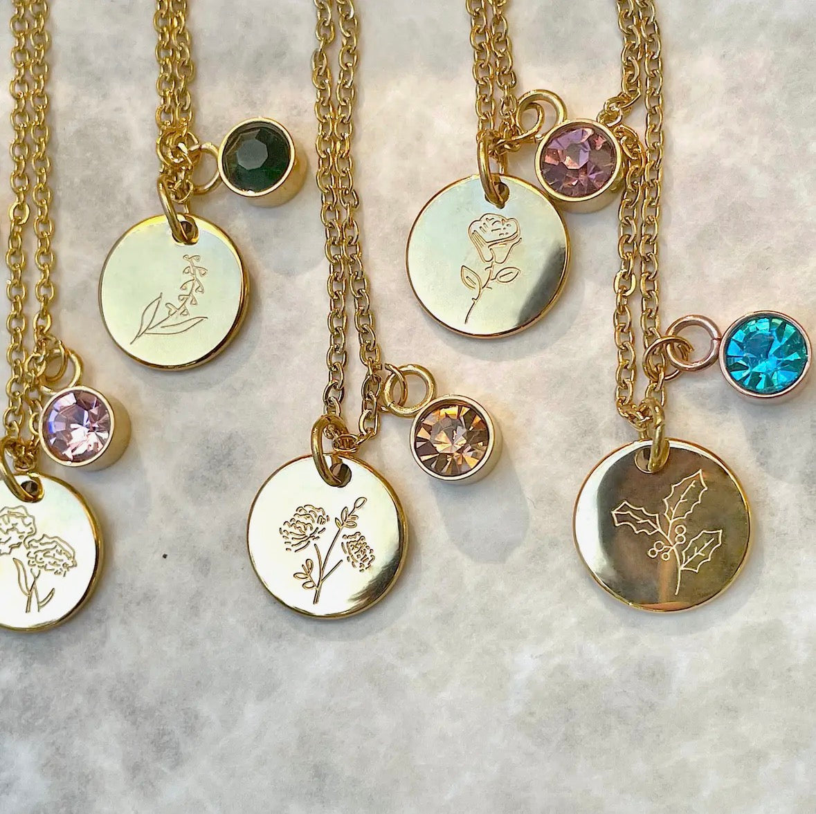 Birth Flower 18k - Gold Birthstone Pendant Necklace