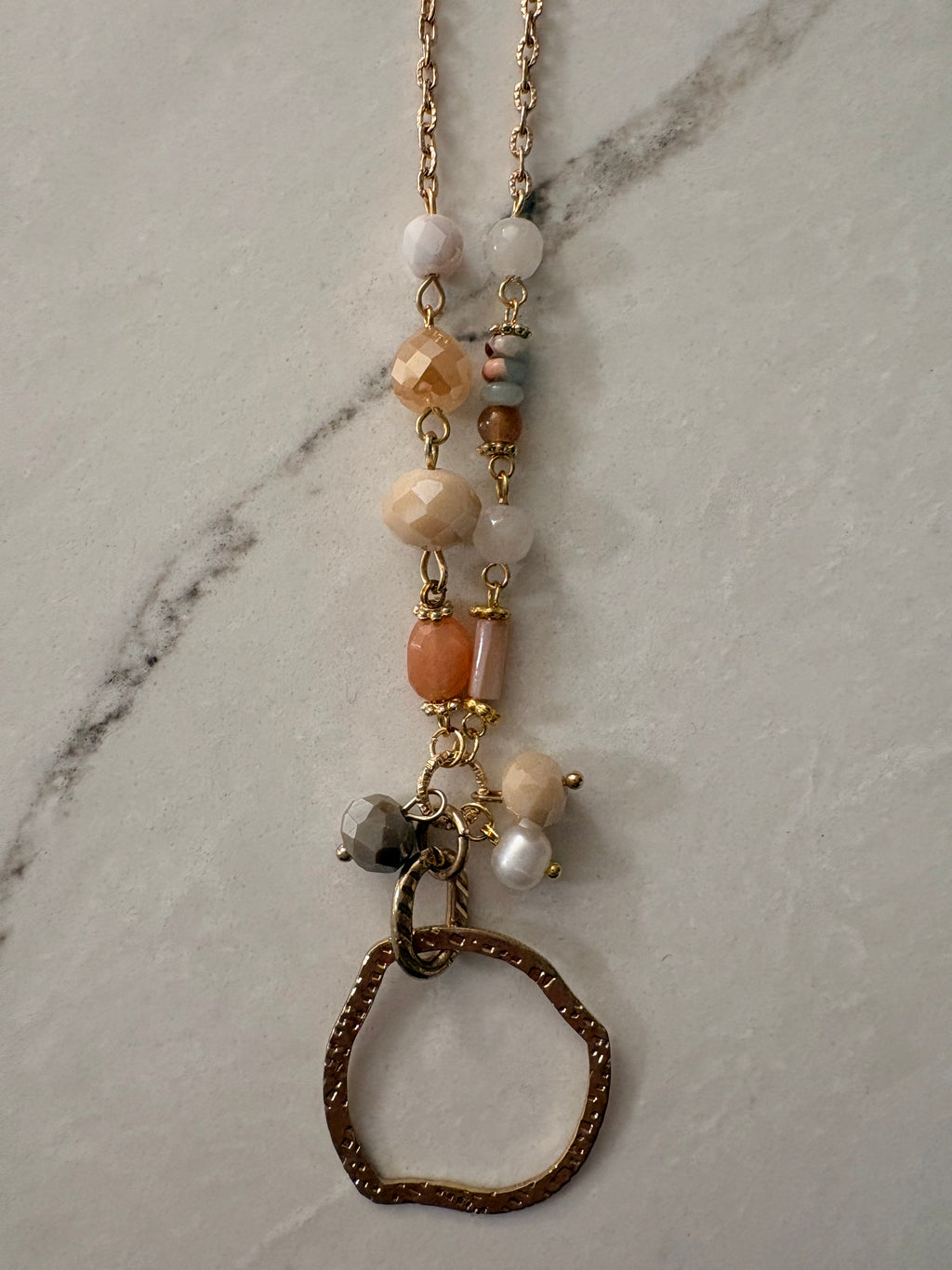 Gold Pearl & Mixed Stone
Circle Necklace