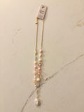 Pink Crystal Beaded Necklace with Freshwater Pearl Drop