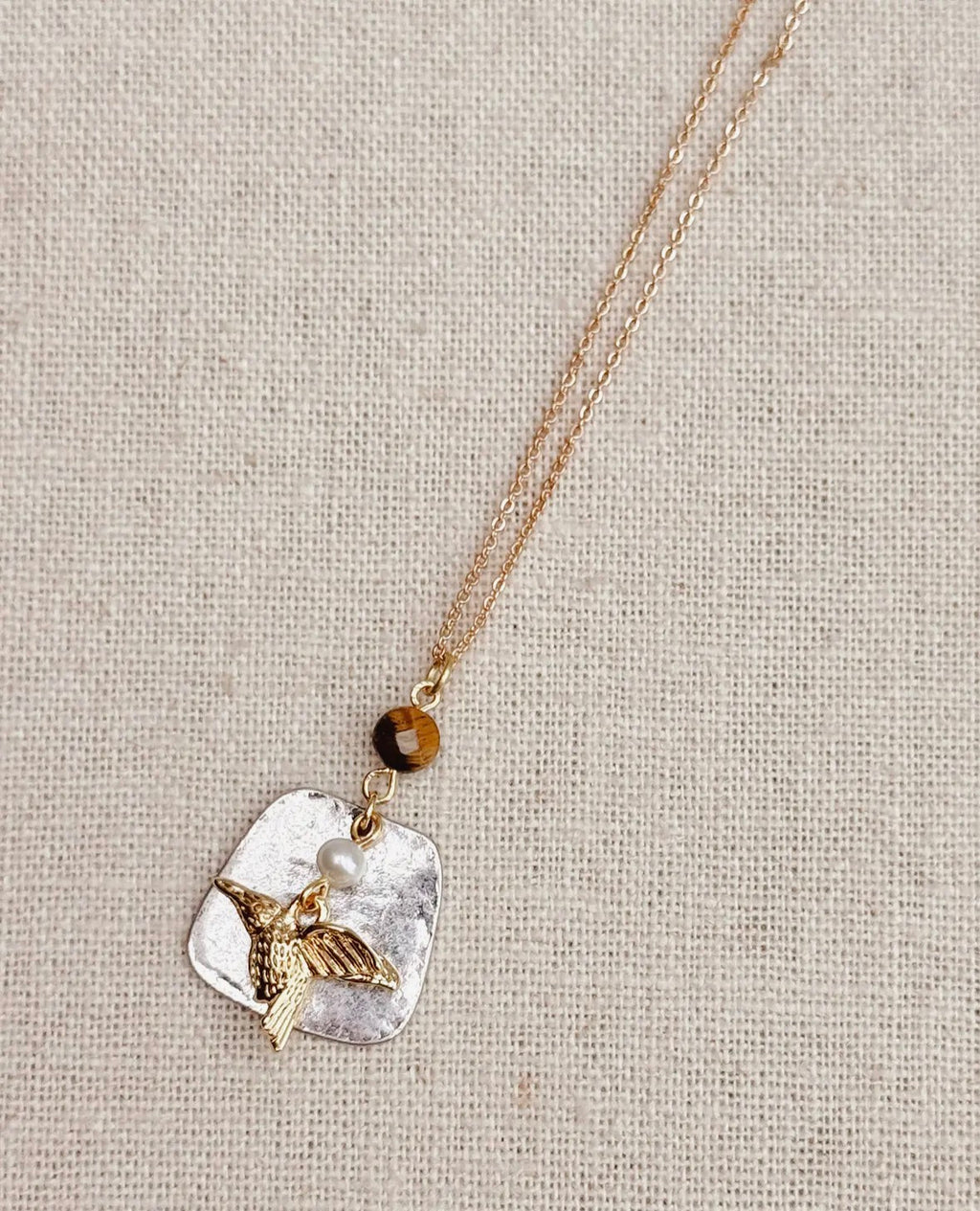 Tiger's Eye Freshwater Pearl
Hummingbird Necklace