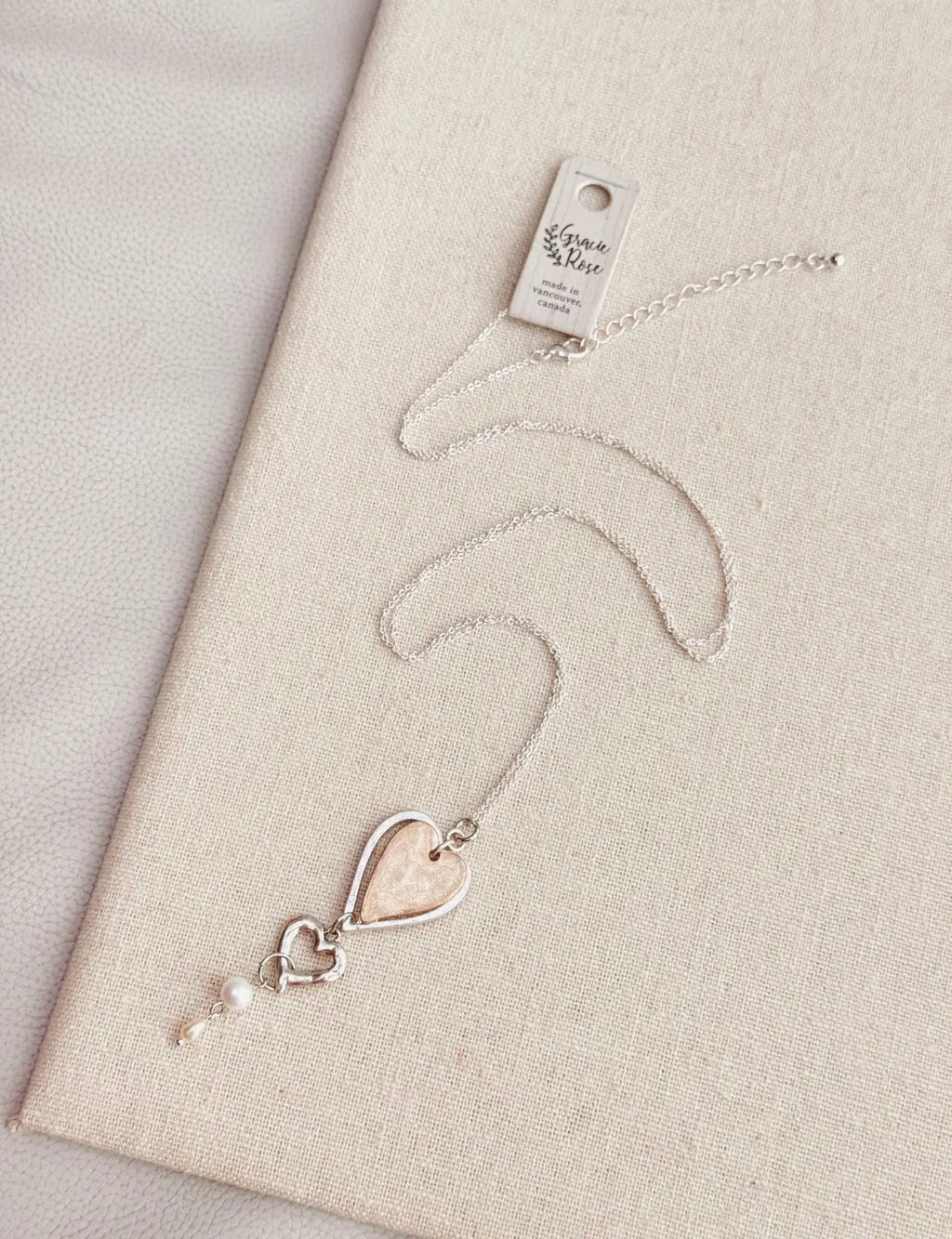 Two Tone Freshwater Pearl Love
Hearts Necklace