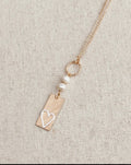 Two Tone Gold & Silver Pearl Heart
Tag Necklace