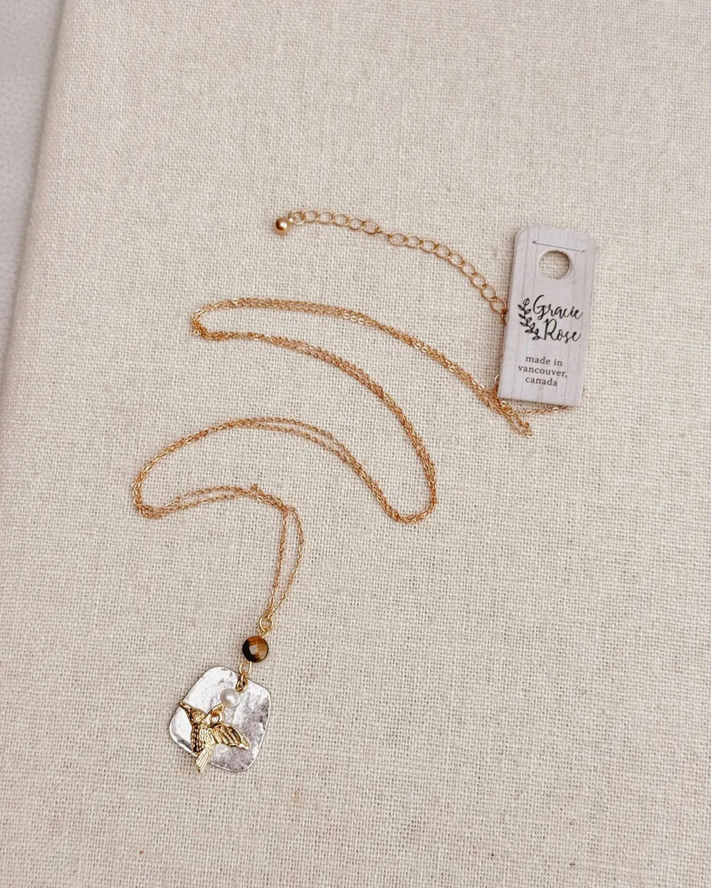 Tiger's Eye Freshwater Pearl
Hummingbird Necklace
