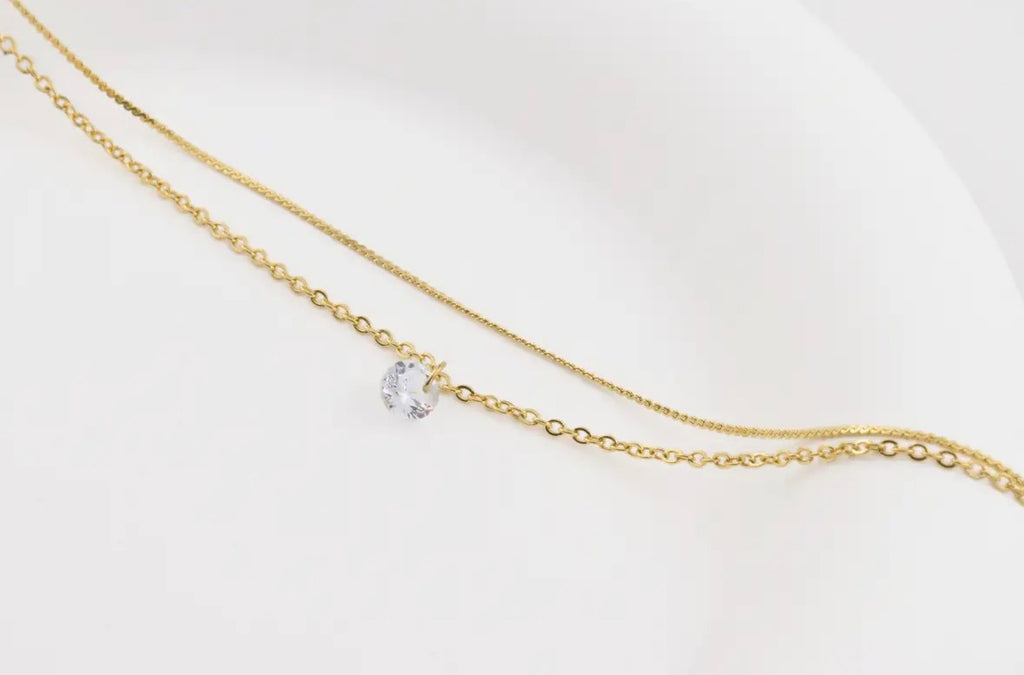Dainty Gold Anklet - diamond