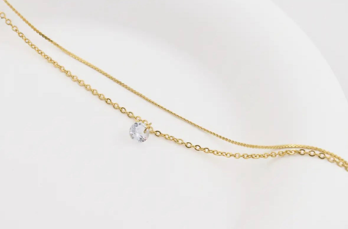 Dainty Gold Anklet - diamond