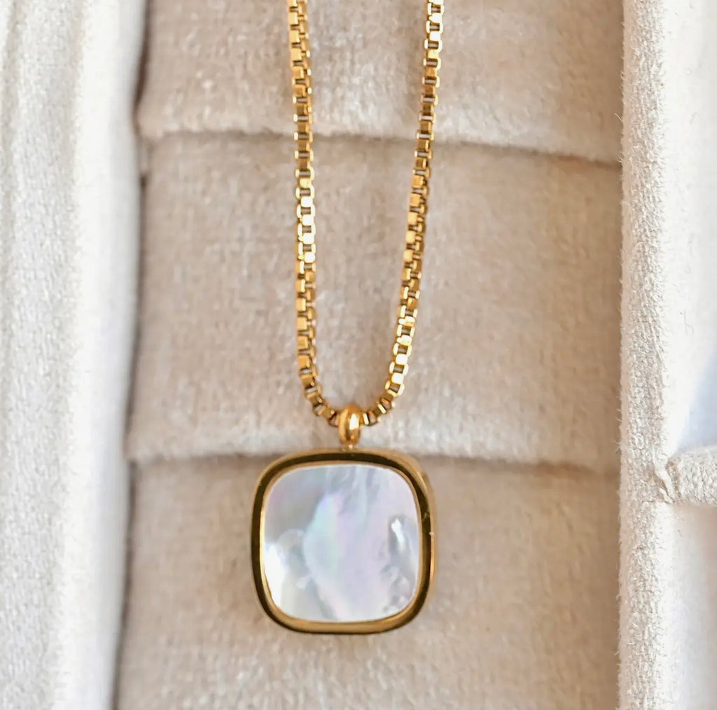 Square Mother of Pearl Necklace