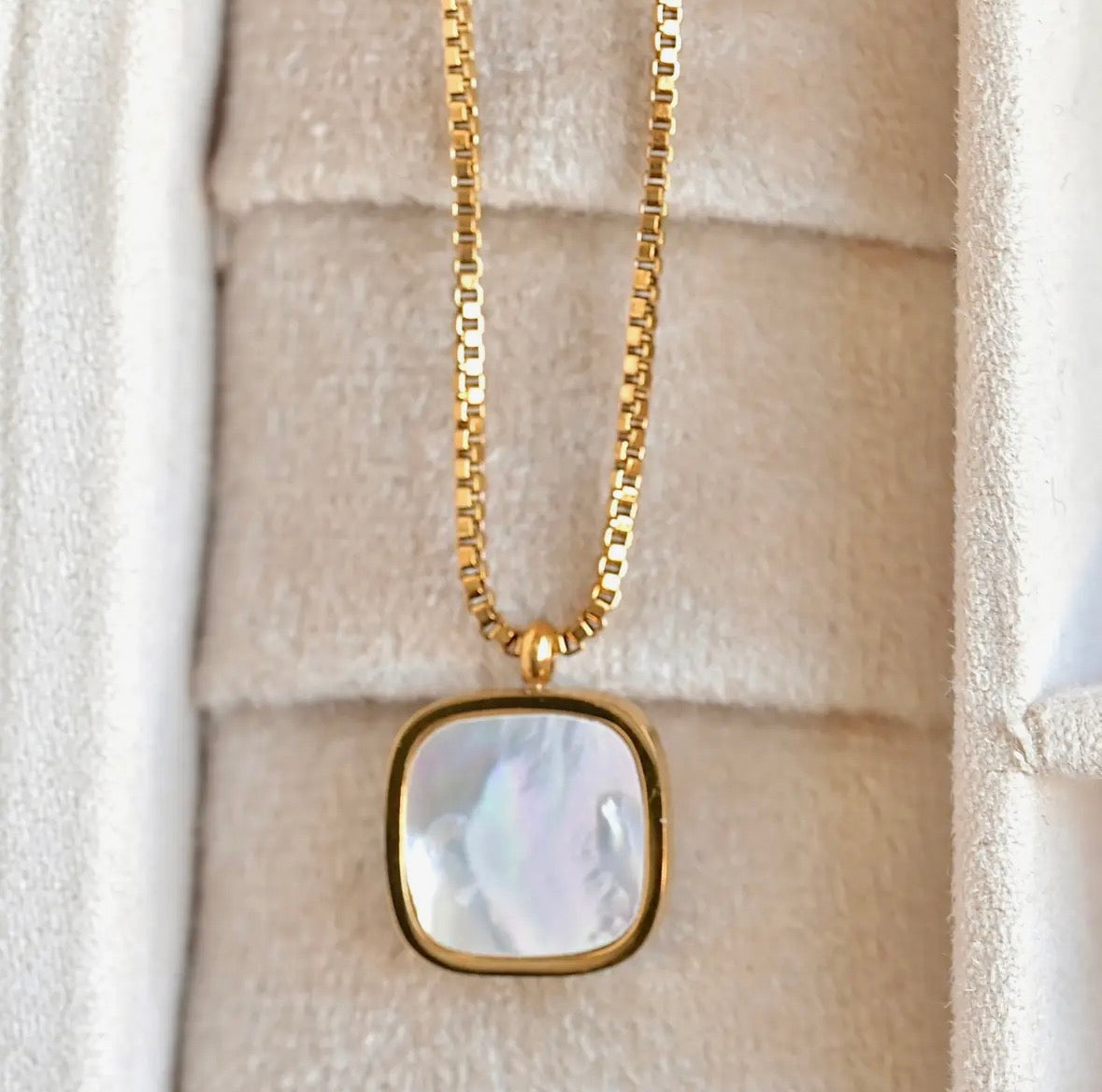 Square Mother of Pearl Necklace