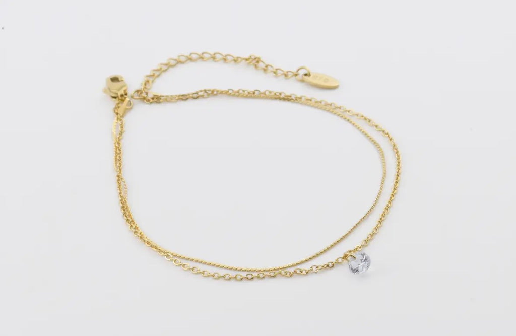Dainty Gold Anklet - diamond