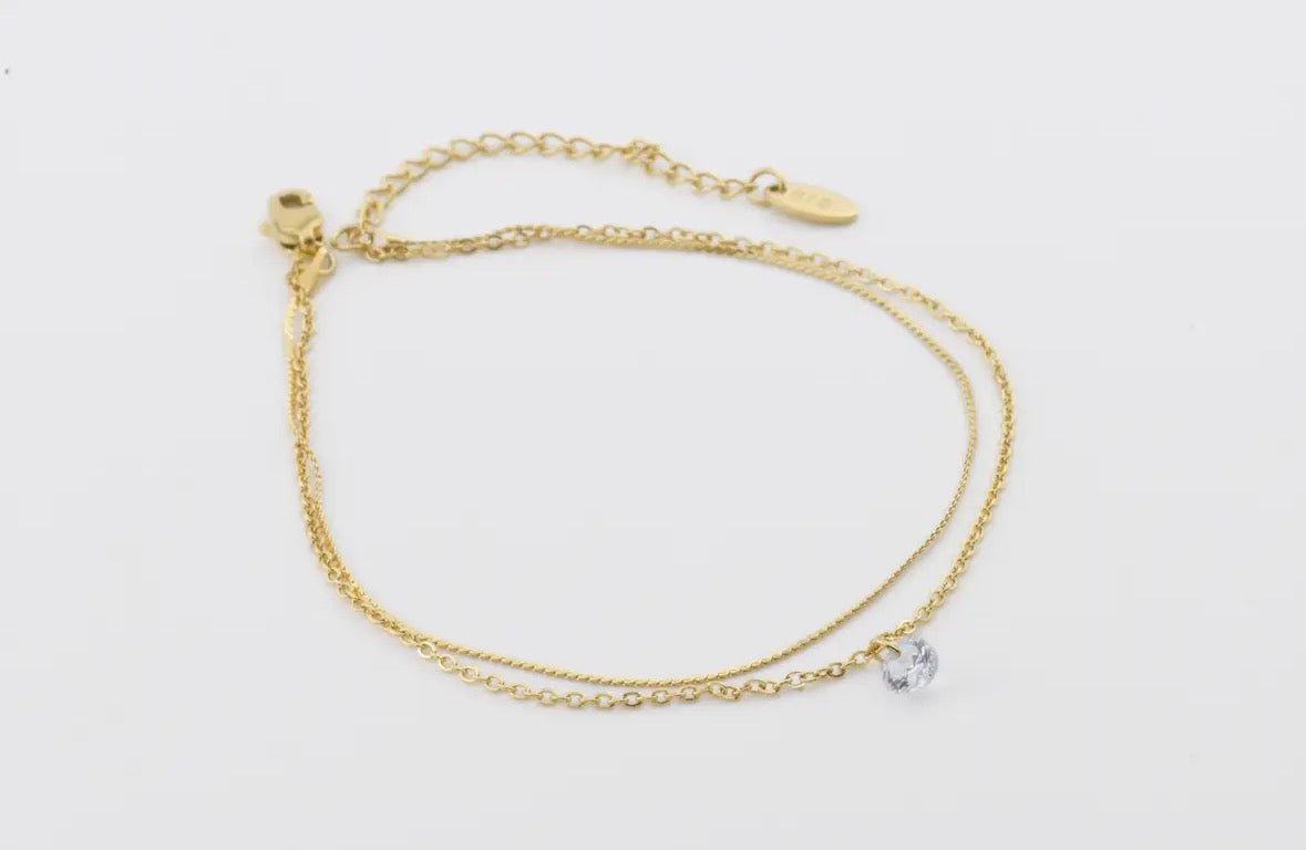 Dainty Gold Anklet - diamond