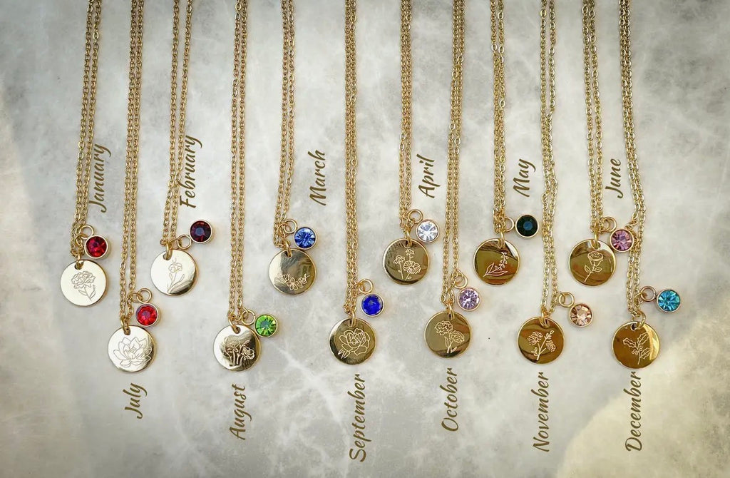 Birth Flower 18k - Gold Birthstone Pendant Necklace