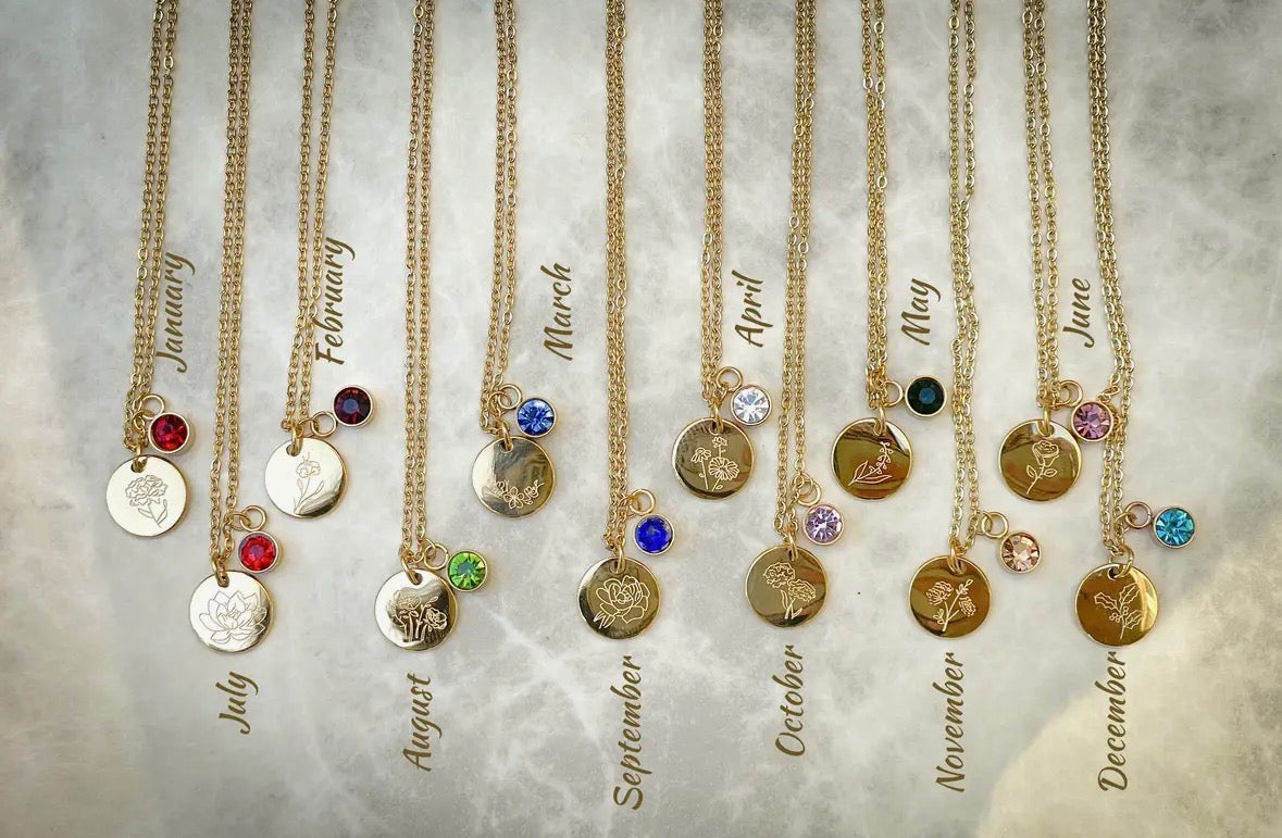 Birth Flower 18k - Gold Birthstone Pendant Necklace