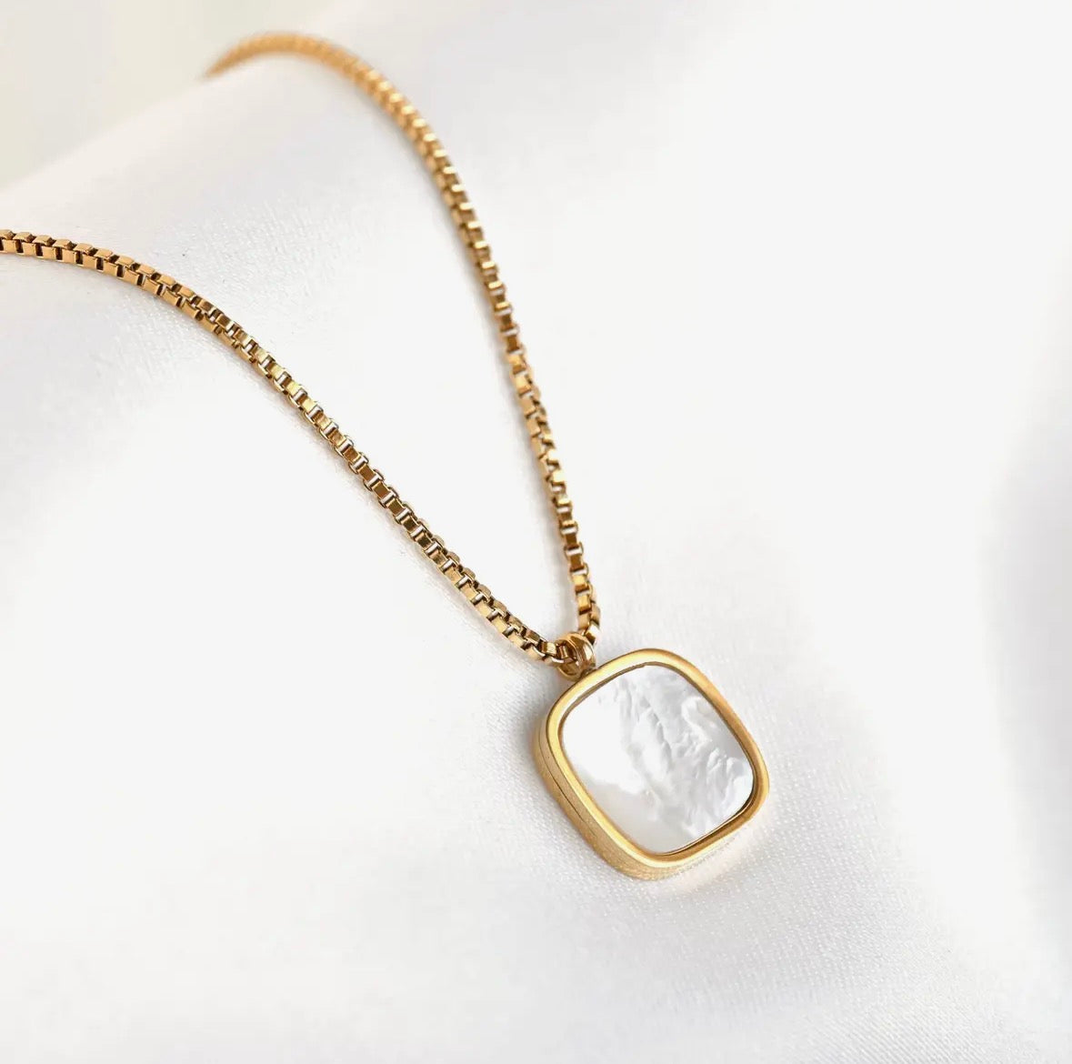 Square Mother of Pearl Necklace