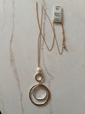 Three Tone Hammered Circle Pearl Necklace