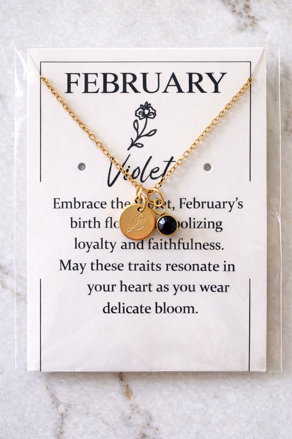 Birth Flower 18k - Gold Birthstone Pendant Necklace