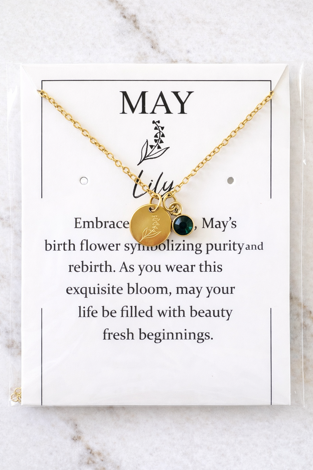 Birth Flower 18k - Gold Birthstone Pendant Necklace