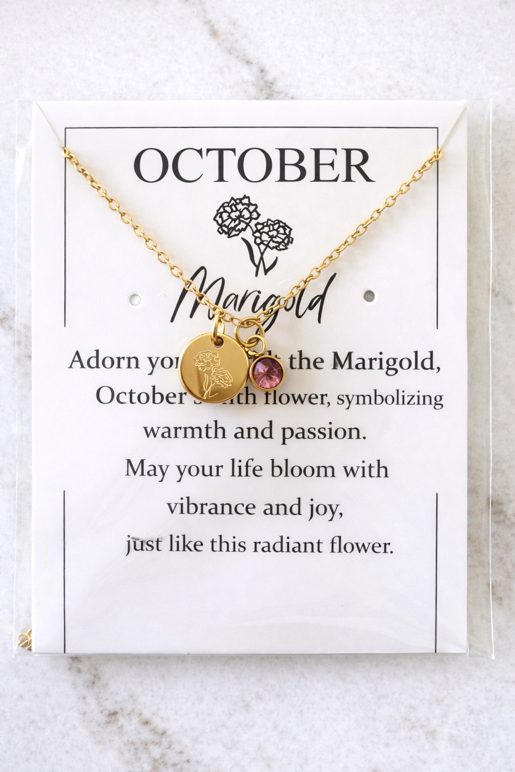 Birth Flower 18k - Gold Birthstone Pendant Necklace